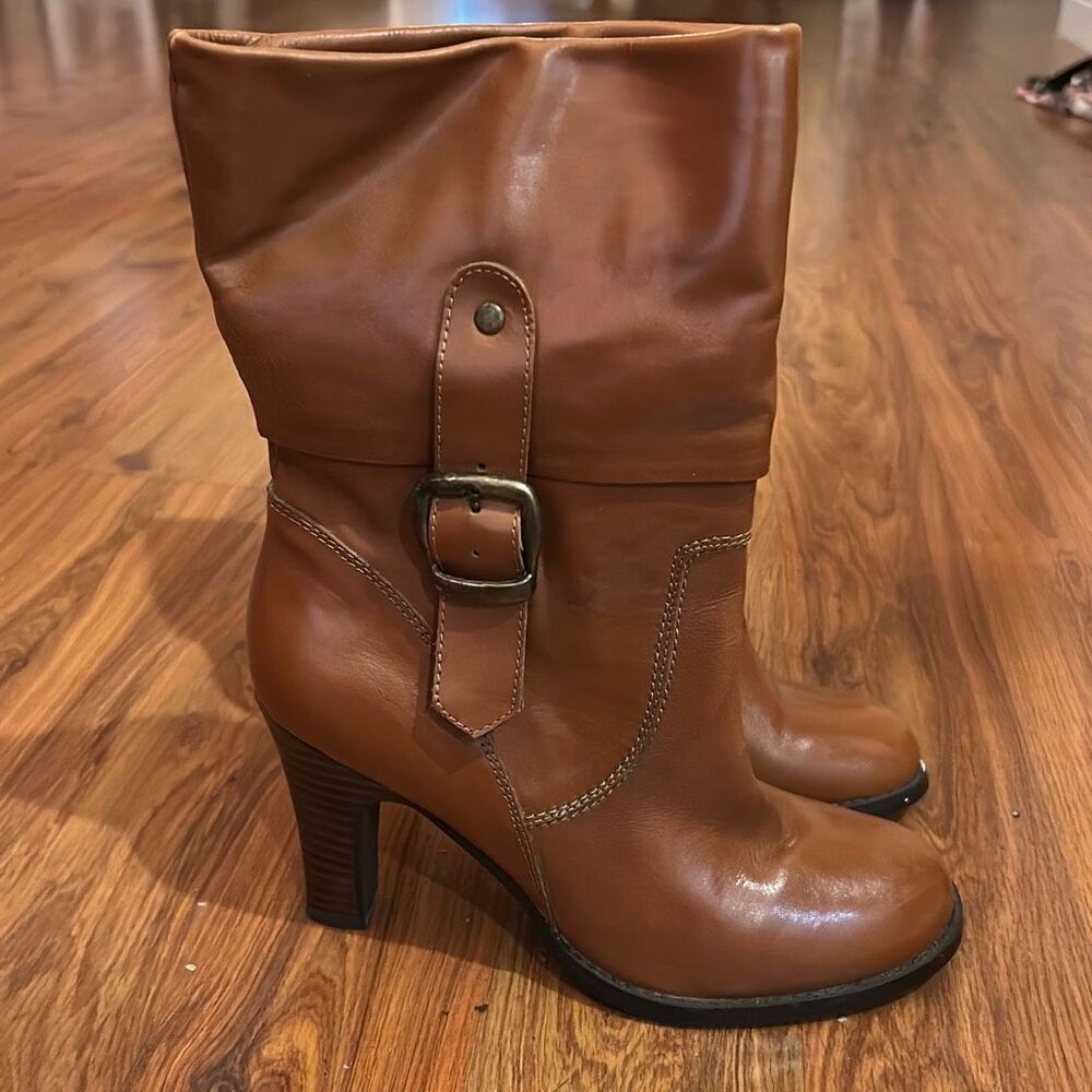 New vintage Wilson's leather outlet leather boots size 8 heels brown